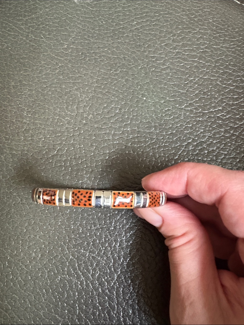 Steel by design stainless steel bracelet with animal printed enamel